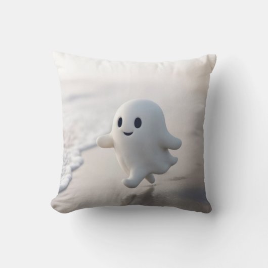 Cute Ghost Running On a Beach クッション (正面)