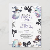 Cute ghost spooky Halloween 1 birthday Invitation 招待状 (正面)