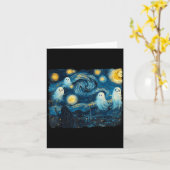 Cute Ghost Starry Night Halloween Soky Retro Van G カード (黄色い花)