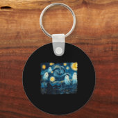 Cute Ghost Starry Night Halloween Soky Retro Van G キーホルダー (正面)