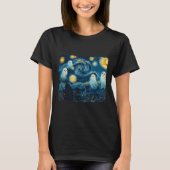 Cute Ghost Starry Night Halloween Soky Retro Van G Tシャツ (正面)