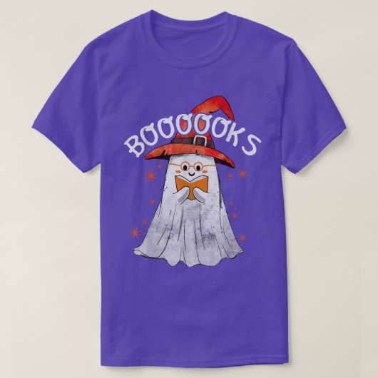 Cute Ghost Teacher Book Reading Booooks Top Hallow Tシャツ (デザイン正面)