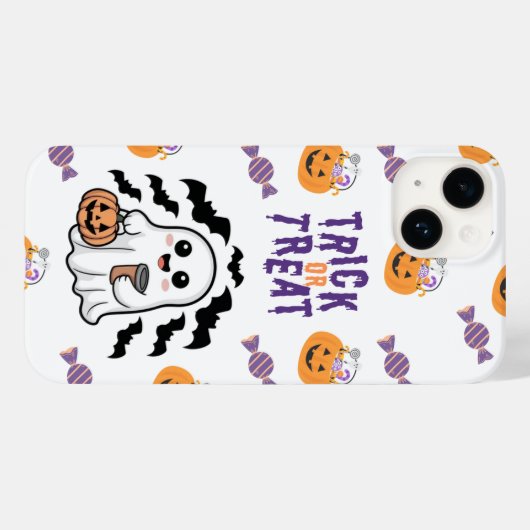 Cute Ghost Trick or Treat Halloween iPhone Case Case-Mate iPhoneケース (裏面 (横))