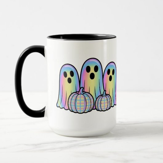 Cute Ghost Trio Halloween Coffee Mug – Adorable  マグカップ (左)