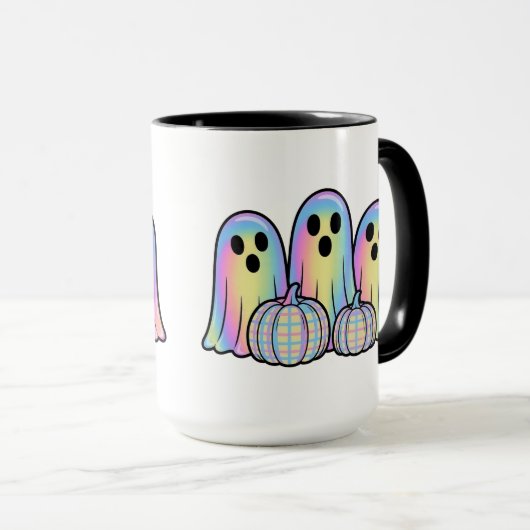 Cute Ghost Trio Halloween Coffee Mug – Adorable  マグカップ (正面右)