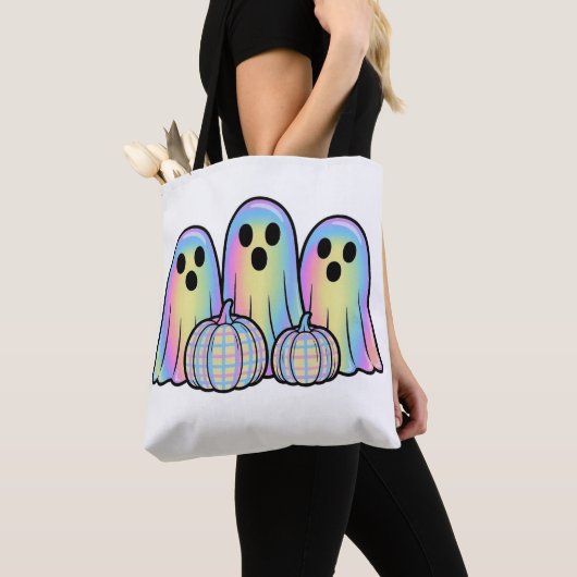 Cute Ghost Trio Halloween T-Shirt  Adorable Kawaii トートバッグ (クローズアップ)