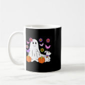 Cute Ghost Walking Dog Floral Pumpkin Pet Lover Ha コーヒーマグカップ (左)