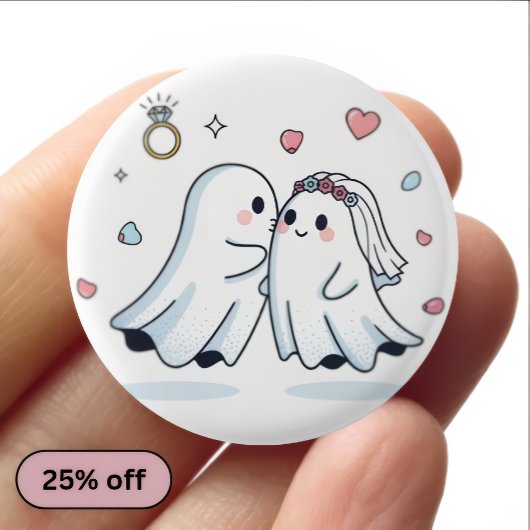 Cute Ghost Wedding Proposal Pin Button Set 缶バッジ