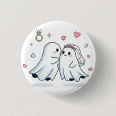 Cute Ghost Wedding Proposal Pin Button Set 缶バッジ (正面)