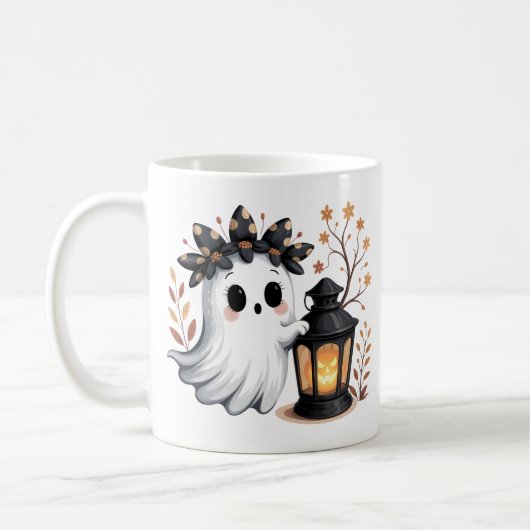 Cute Ghost Whimsical Halloween Mug Style コーヒーマグカップ (左)