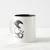 Cute Ghost Witch with Pumpkin & Broom | Two-Sided  ツートーンマグカップ (正面左)