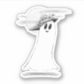 Cute Ghost With Bonnet Halloween シール (正面)