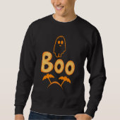 Cute Ghost with “Boo” Typography Halloween  スウェットシャツ (正面)