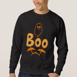 Cute Ghost with “Boo” Typography Halloween  スウェットシャツ