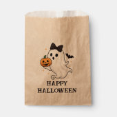 Cute Ghost with Bow and Pumpkin | Halloween  フェイバーバッグ (正面)