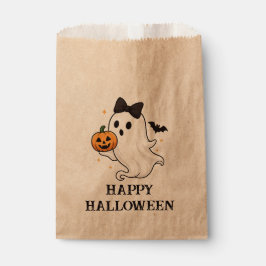 Cute Ghost with Bow and Pumpkin | Halloween  フェイバーバッグ