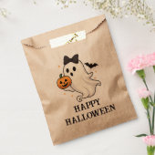 Cute Ghost with Bow and Pumpkin | Halloween  フェイバーバッグ (封をした状態)