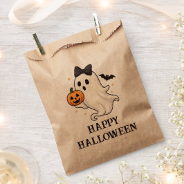 Cute Ghost with Bow and Pumpkin | Halloween  フェイバーバッグ