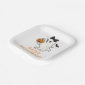 Cute Ghost with Bow and Pumpkin | Halloween  ペーパープレート (傾斜あり)