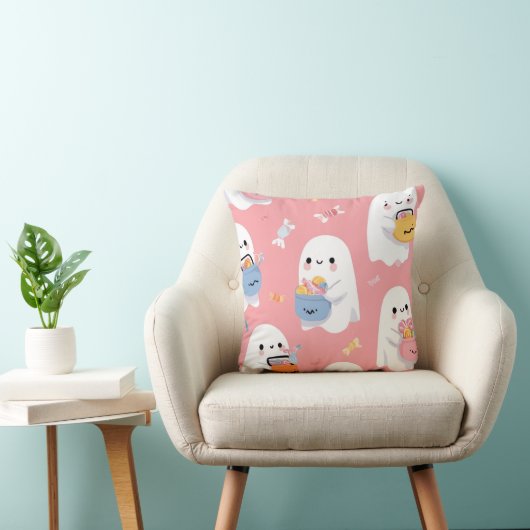 CUTE GHOST WITH CANDIES スロー枕 クッション (椅子)