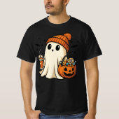 Cute Ghost with Candy & Pumpkin Drink Tシャツ (正面)