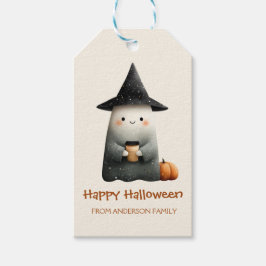 Cute Ghost with Coffee Halloween ギフトタグ