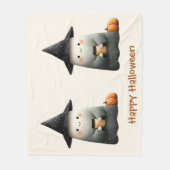 Cute Ghost with Coffee Halloween フリースブランケット (正面)