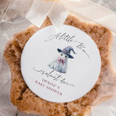 Cute Ghost with Pink Bow & Witch Hat Baby Shower  スクエアシール