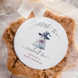 Cute Ghost with Pink Bow & Witch Hat Baby Shower  スクエアシール