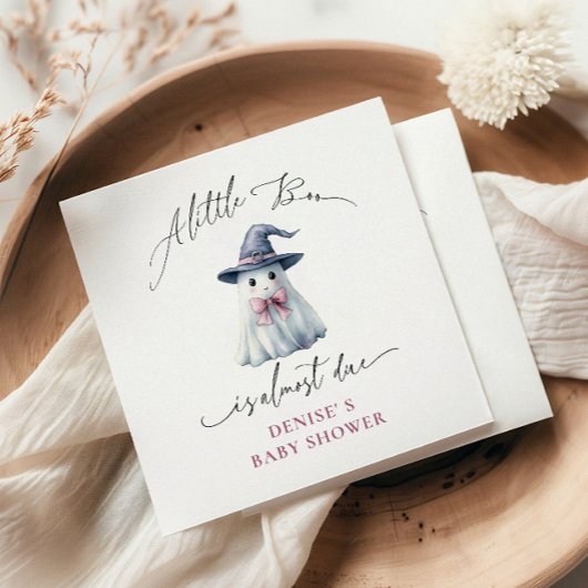 Cute Ghost with Pink Bow & Witch Hat  Baby Shower  スタンダードカクテルナプキン