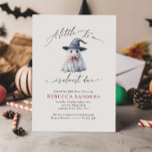 Cute Ghost with Pink Bow & Witch Hat Baby Shower 招待状