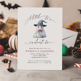 Cute Ghost with Pink Bow & Witch Hat Baby Shower 招待状