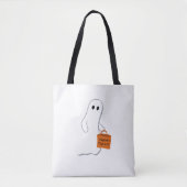Cute Ghost with Treat Bag Personalized Bag トートバッグ (正面)