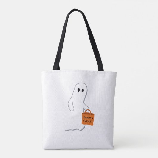 Cute Ghost with Treat Bag Personalized Bag トートバッグ (裏面)