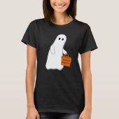 Cute Ghost with Treat Bag Personalized T-shirt Tシャツ (正面)