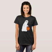 Cute Ghost with Treat Bag T-shirt Tシャツ (正面フル)