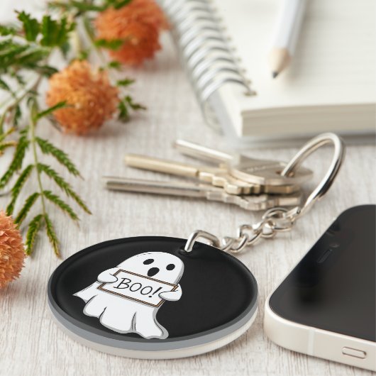 Cute Ghostly BOO Fun キーホルダー (正面右)