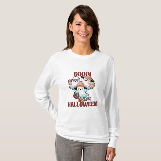 Cute Ghosts Boo Halloween T-Shirt Tシャツ (正面フル)