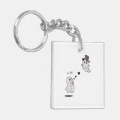 Cute ghosts couple talking キーホルダー (正面左)