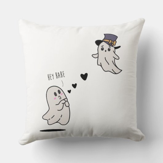 Cute ghosts couple talking クッション (裏面)