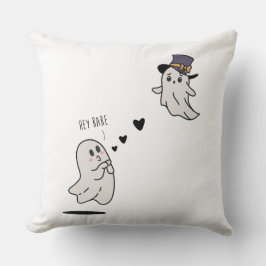 Cute ghosts couple talking クッション