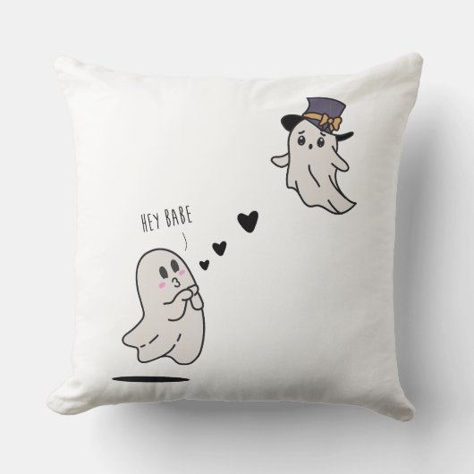 Cute ghosts couple talking クッション (正面)