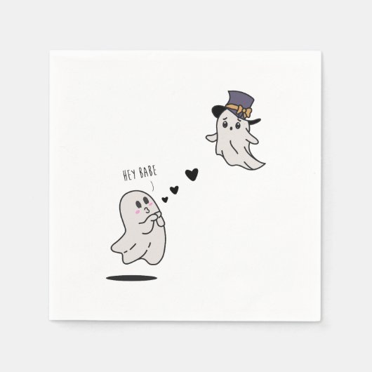 Cute ghosts couple talking スタンダードカクテルナプキン (正面)