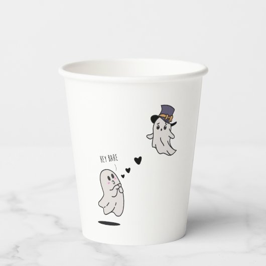 Cute ghosts couple talking 紙コップ (裏面)