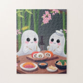 Cute ghosts eating sushi  ジグソーパズル (縦)