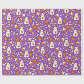 Cute ghosts Halloween Elegant purple Orang ラッピングペーパー (フラット)