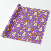 Cute ghosts Halloween Elegant purple Orang ラッピングペーパー (アンロールド)