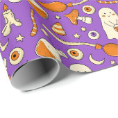 Cute ghosts Halloween Elegant purple Orang ラッピングペーパー (ロールコーナー)