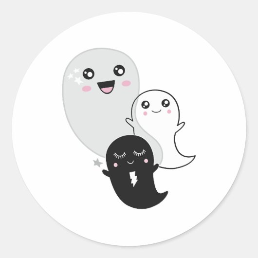 cute ghosts halloween kawaii ラウンドシール (正面)