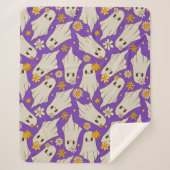 Cute Ghosts Halloween Pattern  シェルパブランケット (正面)